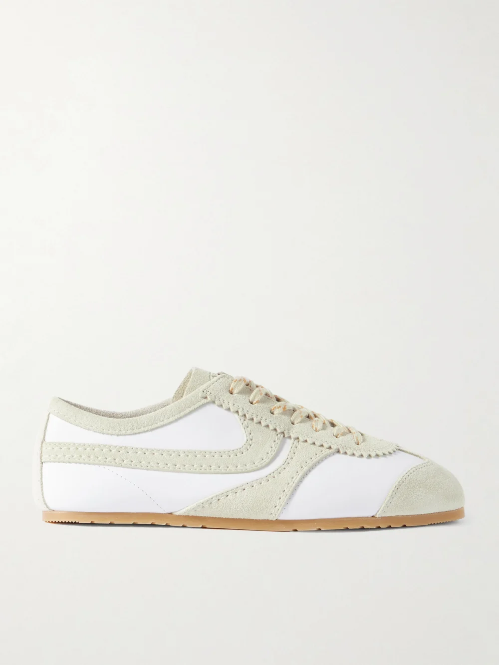 Dries Van Noten Suede-trimmed Leather Sneakers in white