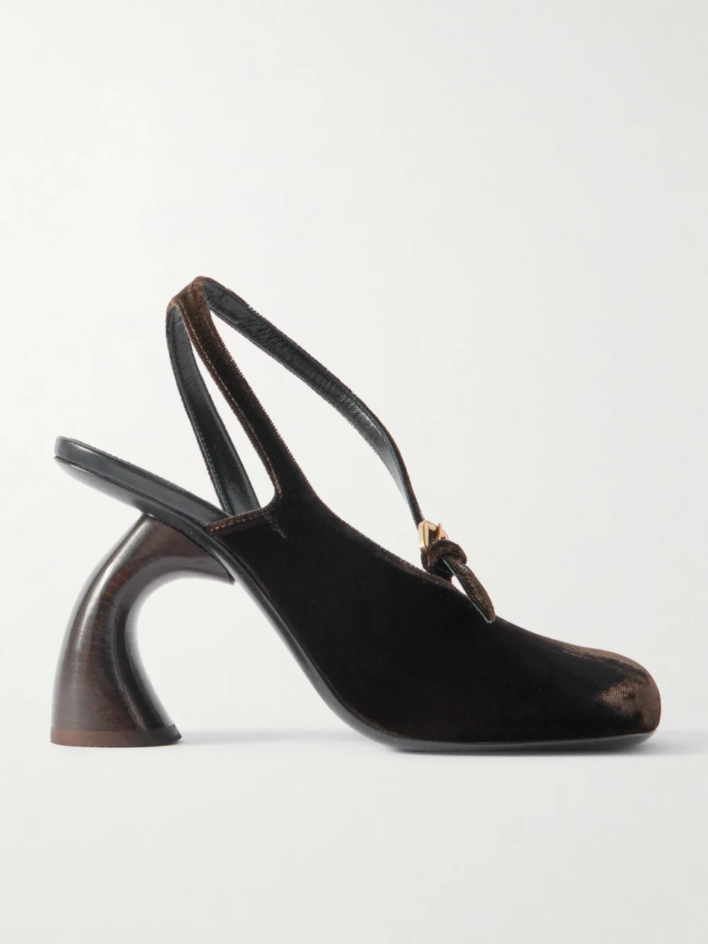 Dries Van Noten Velvet Slingback Pumps in dark brown