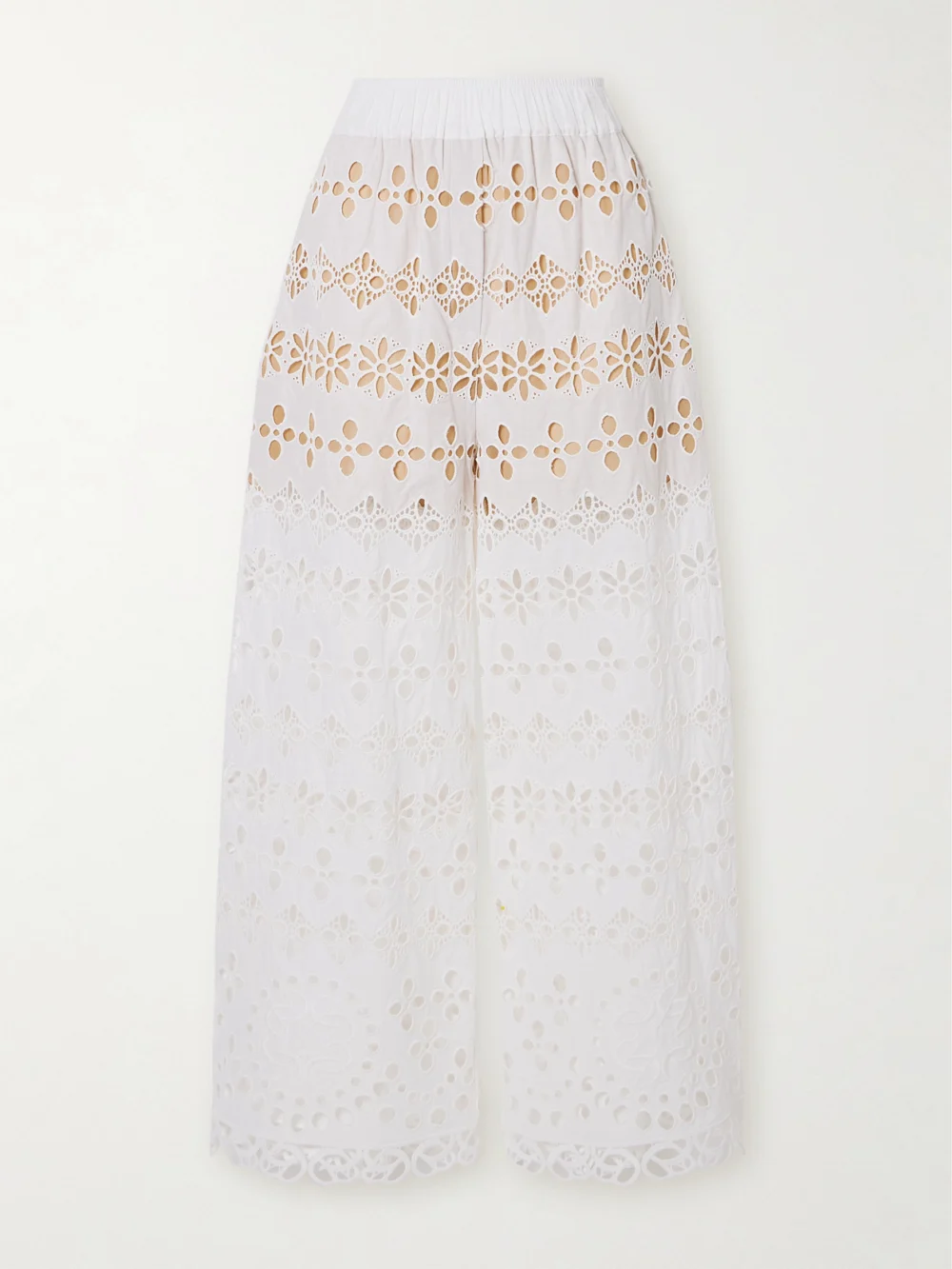 Elie Saab Broderie Anglaise Straight-leg Pants in white