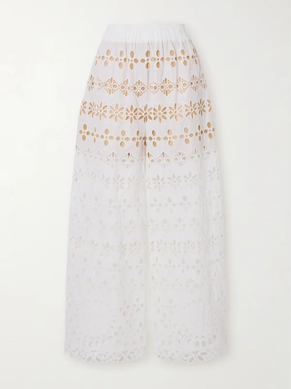 Elie Saab Broderie Anglaise Straight-leg Pants