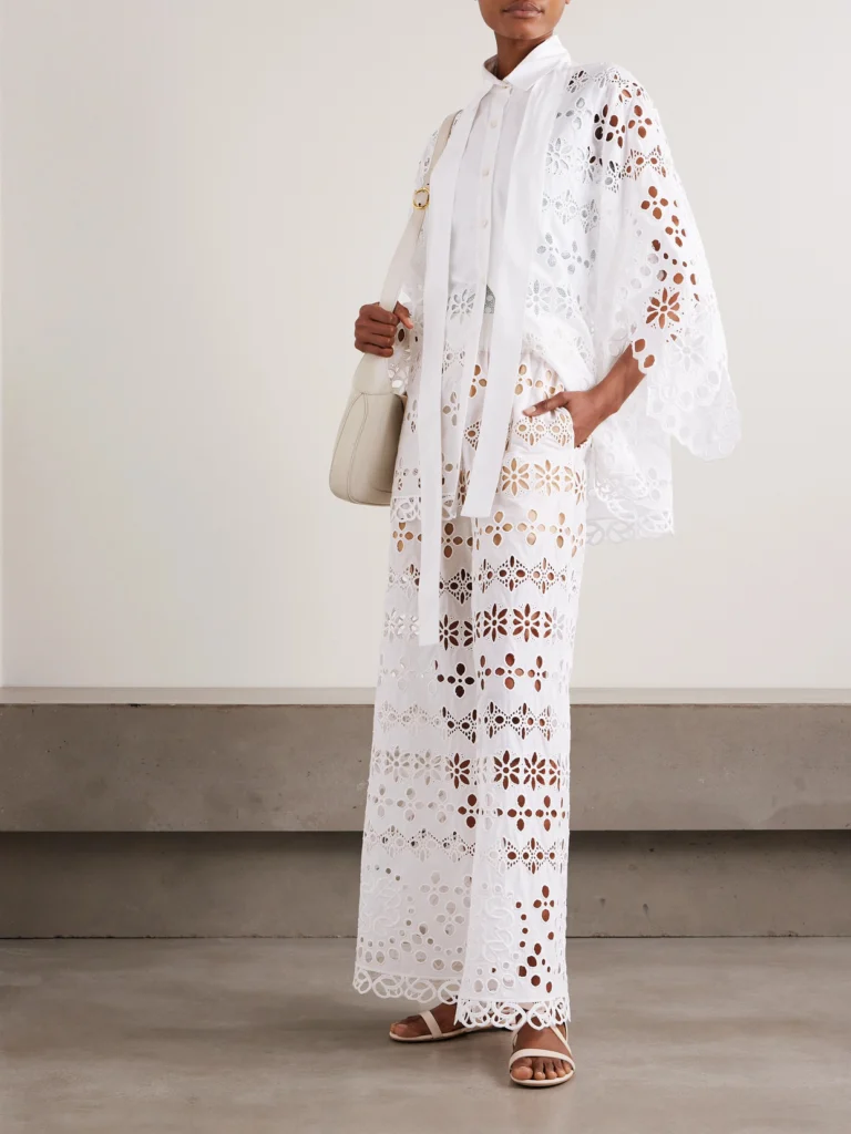Elie Saab Broderie Anglaise Straight-leg Pants