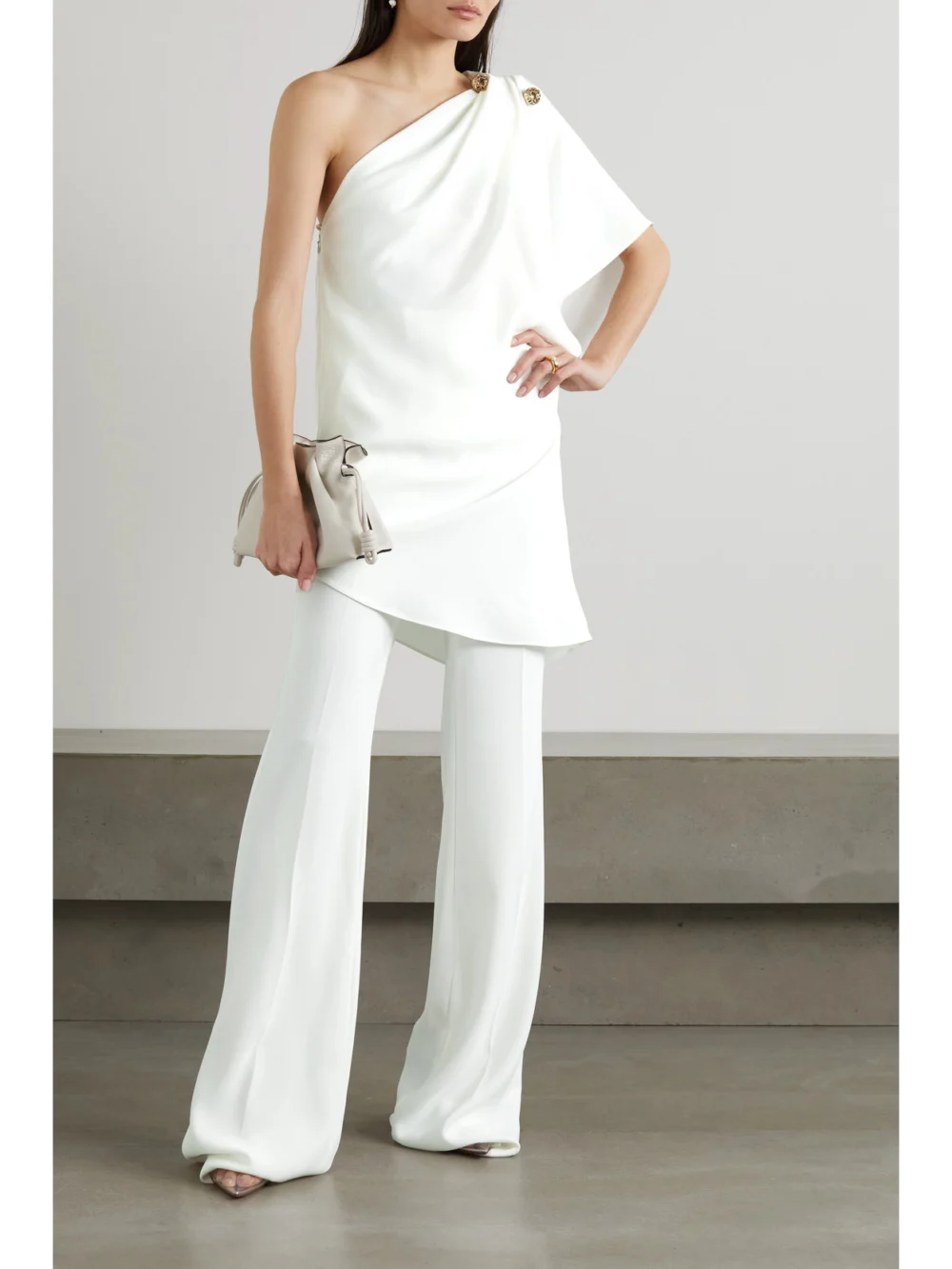 Elie Saab Crepe Wide-leg Pants, worn by a model