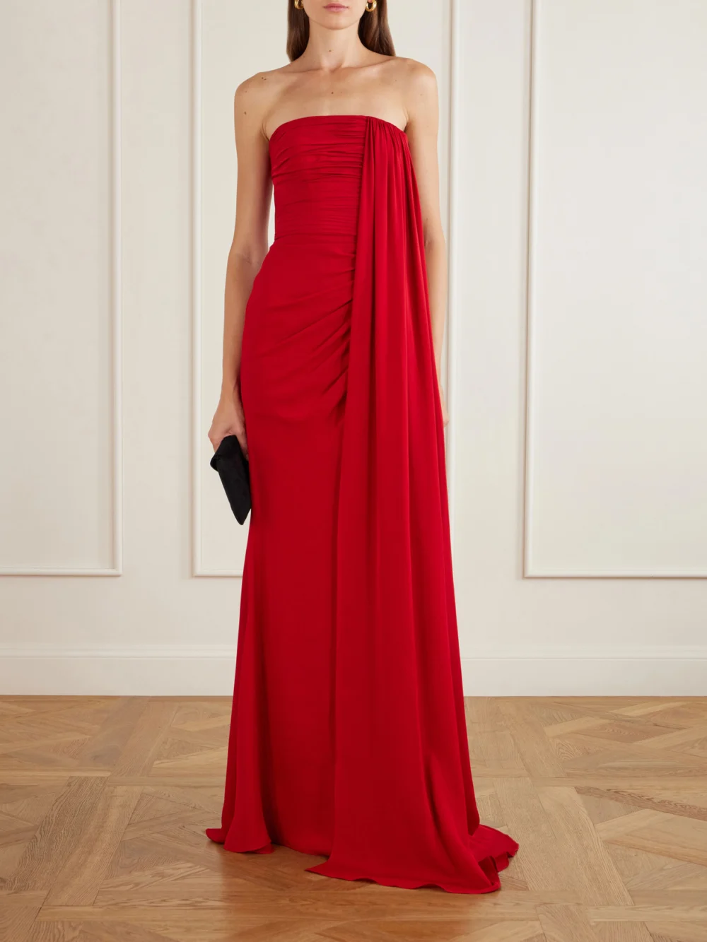 Elie Saab Draped Silk-georgette Gown, worn by a model