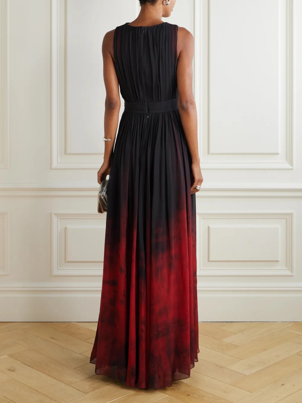 Back view of the Elie Saab Pleated Dégradé Chiffon Gown