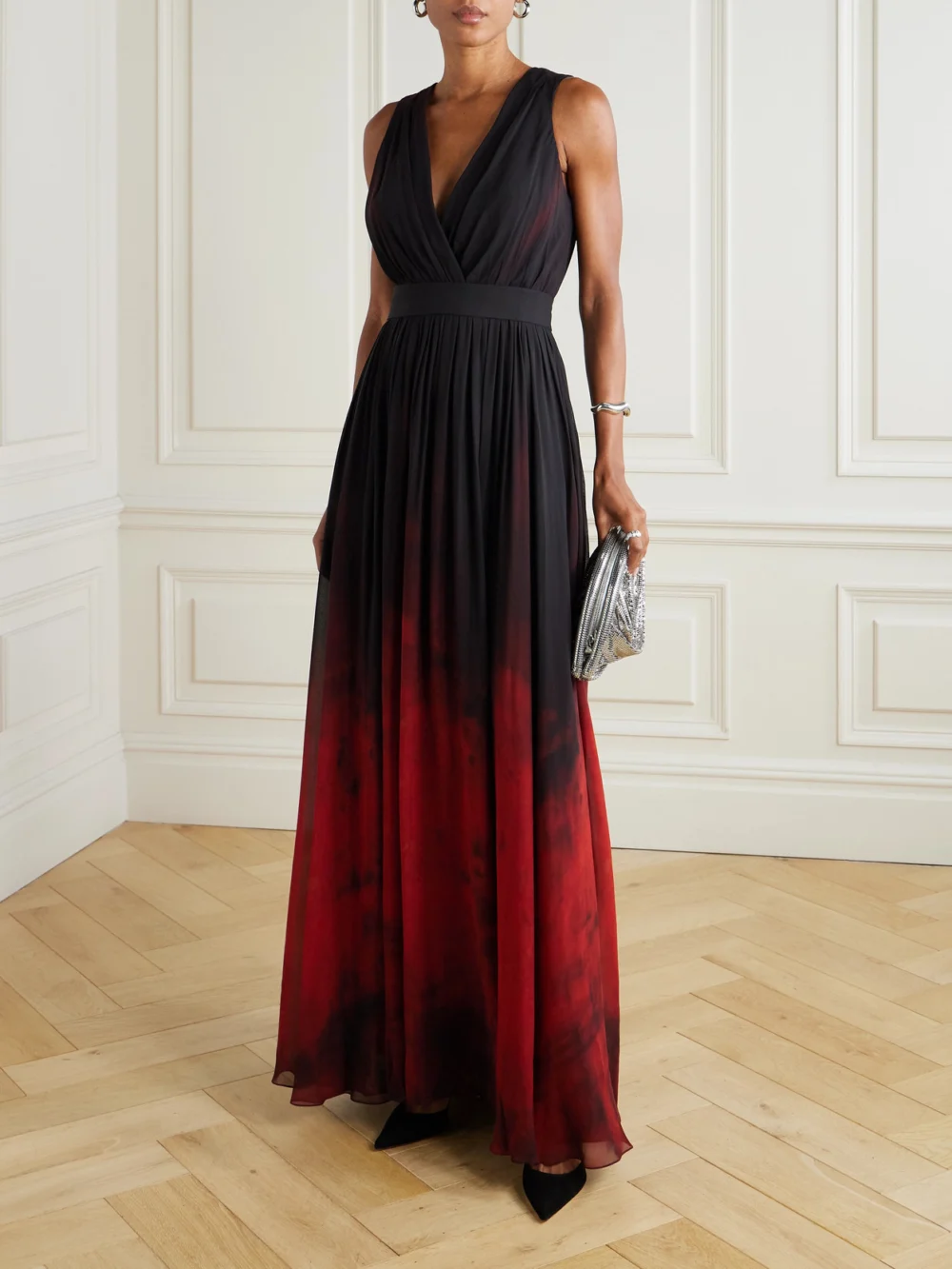 Elie Saab Pleated Dégradé Chiffon Gown, worn by a model