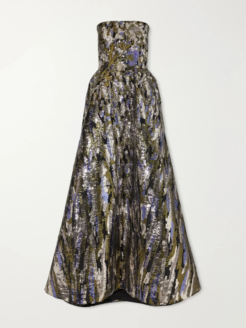 Elie Saab Strapless Embroidered Sequined Tulle Gown in multi