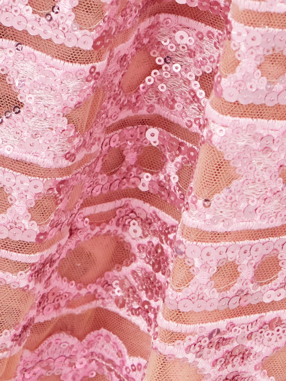 Close-up detail of the Elie Saab Tiered Embroidered Sequined Tulle Midi Dress