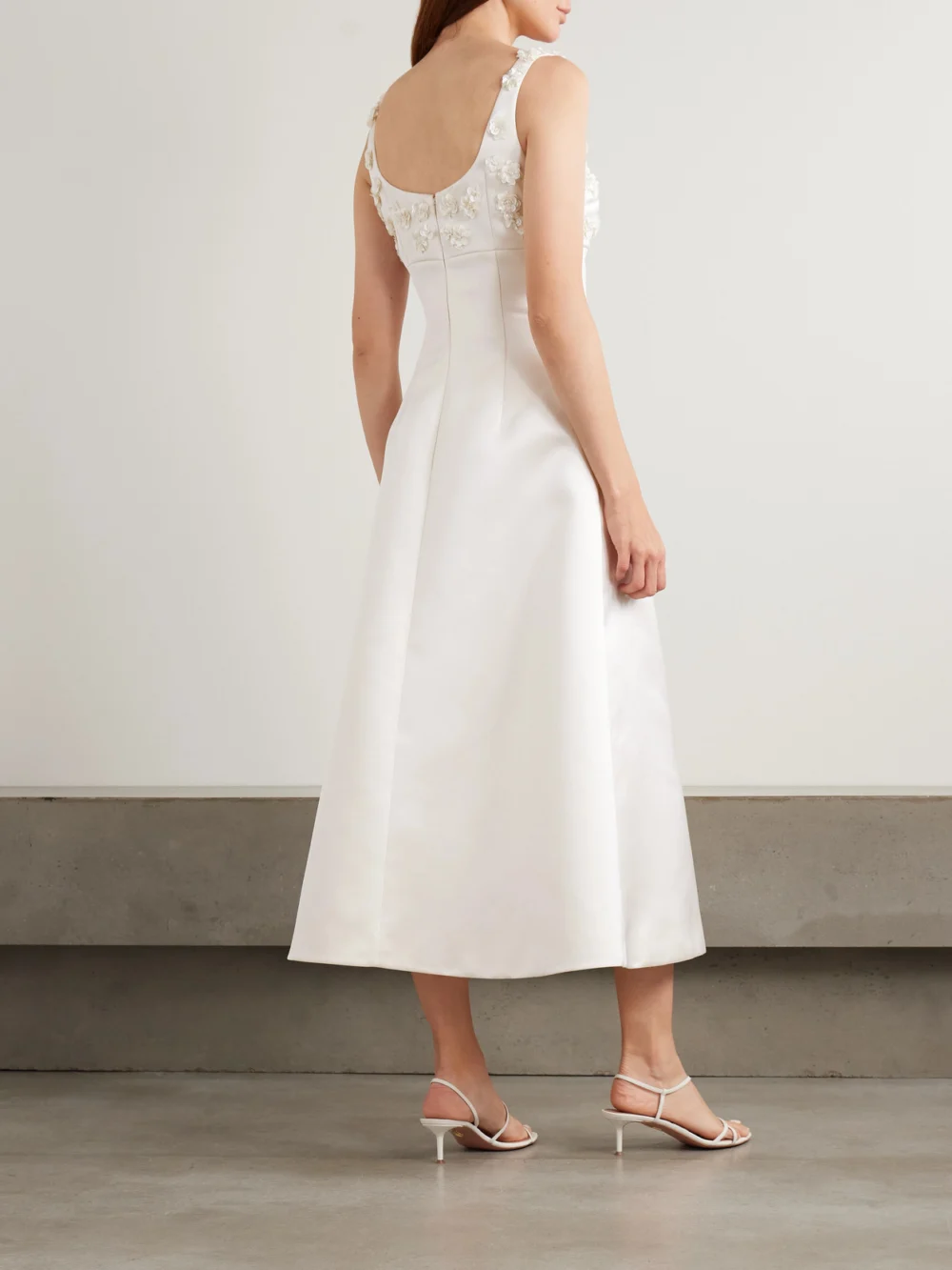 Back view of the Emilia Wickstead Abella Embellished Mikado Midi Dress