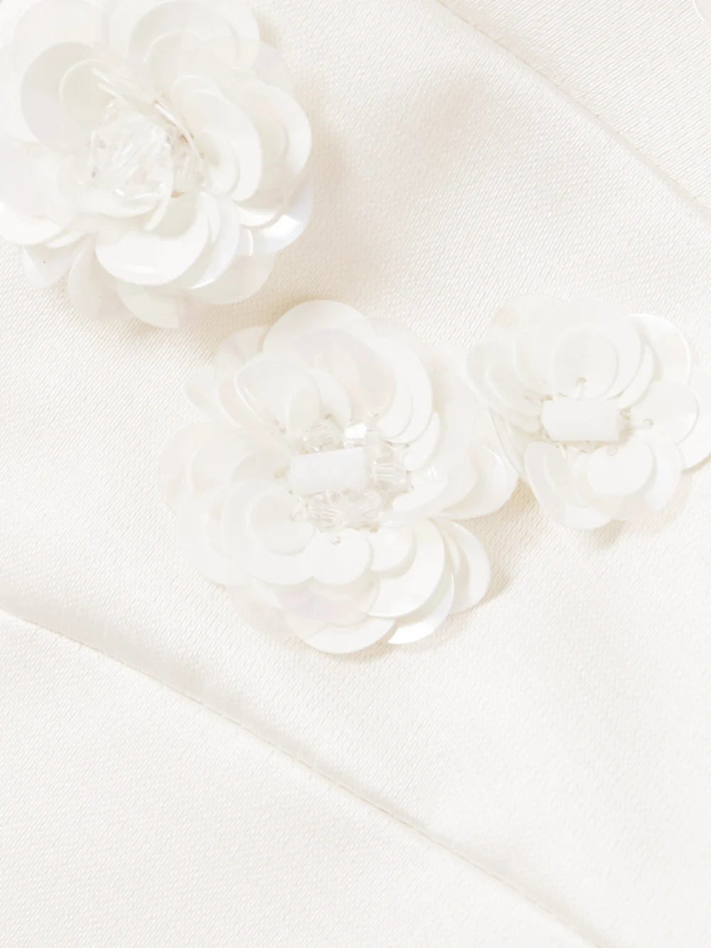 Close-up detail of the Emilia Wickstead Abella Embellished Mikado Midi Dress