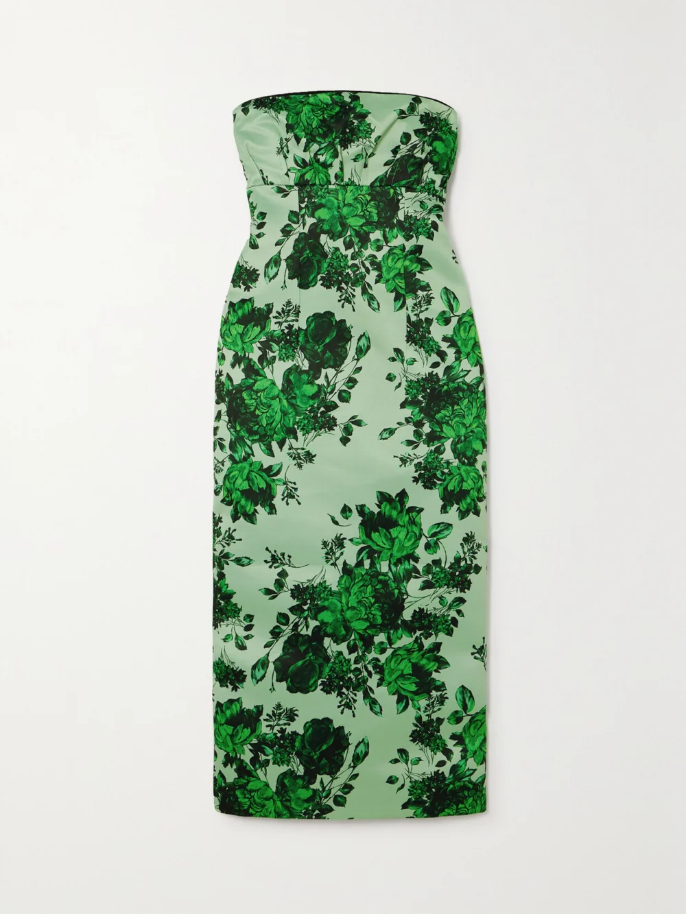 Emilia Wickstead Adalina Strapless Floral-print Taffeta-faille Midi Dress in green