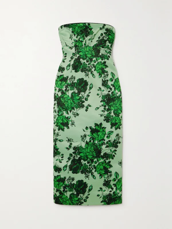 Emilia Wickstead Adalina Strapless Floral-print Taffeta-faille Midi Dress