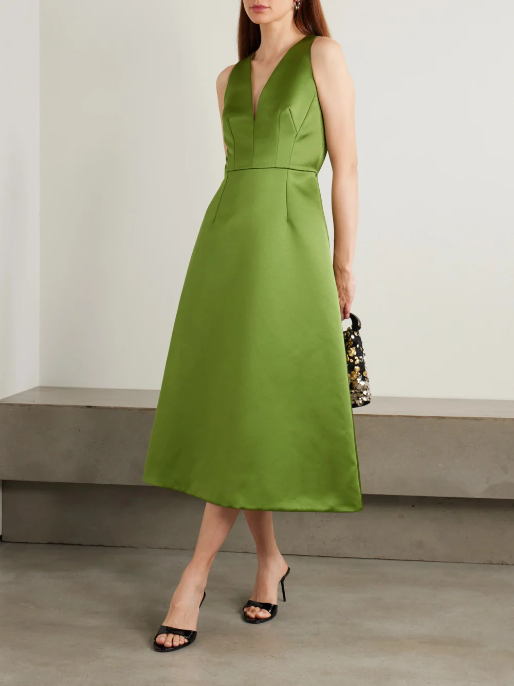 Emilia Wickstead Adonica Cutout Duchesse-satin Maxi Dress, worn by a model