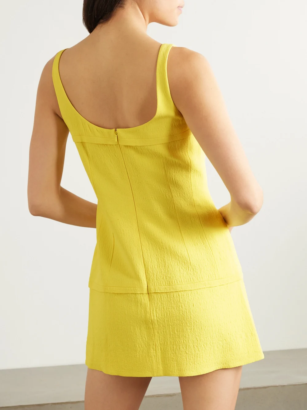 Back view of the Emilia Wickstead Beata Hammered-crepe Mini Dress