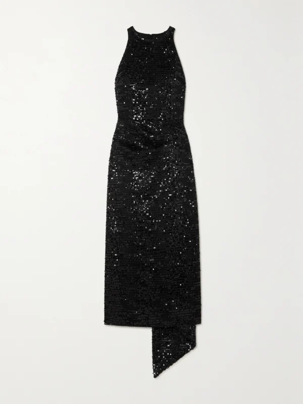 Emilia Wickstead Cheska Asymmetric Sequined Mesh Midi Dress