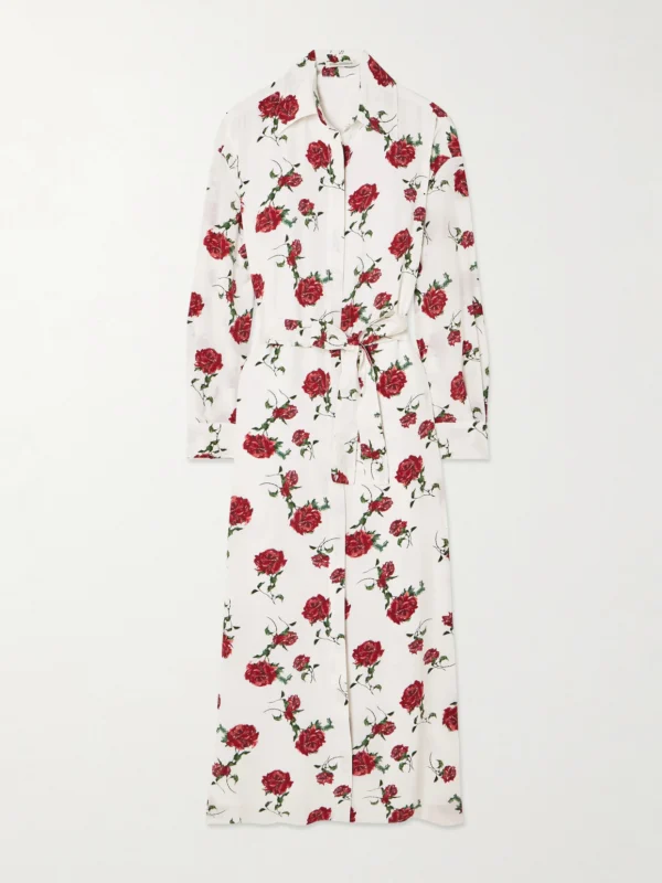 Emilia Wickstead Deirdre Belted Floral-print Silk-crepe Midi Shirt Dress