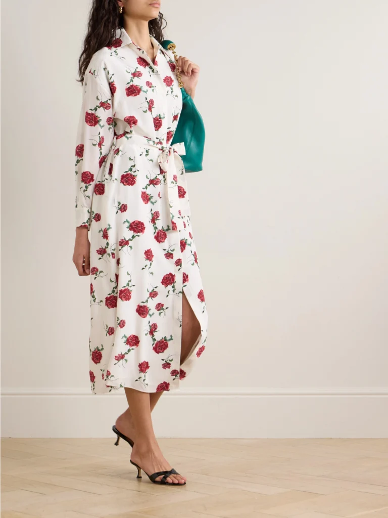 Emilia Wickstead Deirdre Belted Floral-print Silk-crepe Midi Shirt Dress