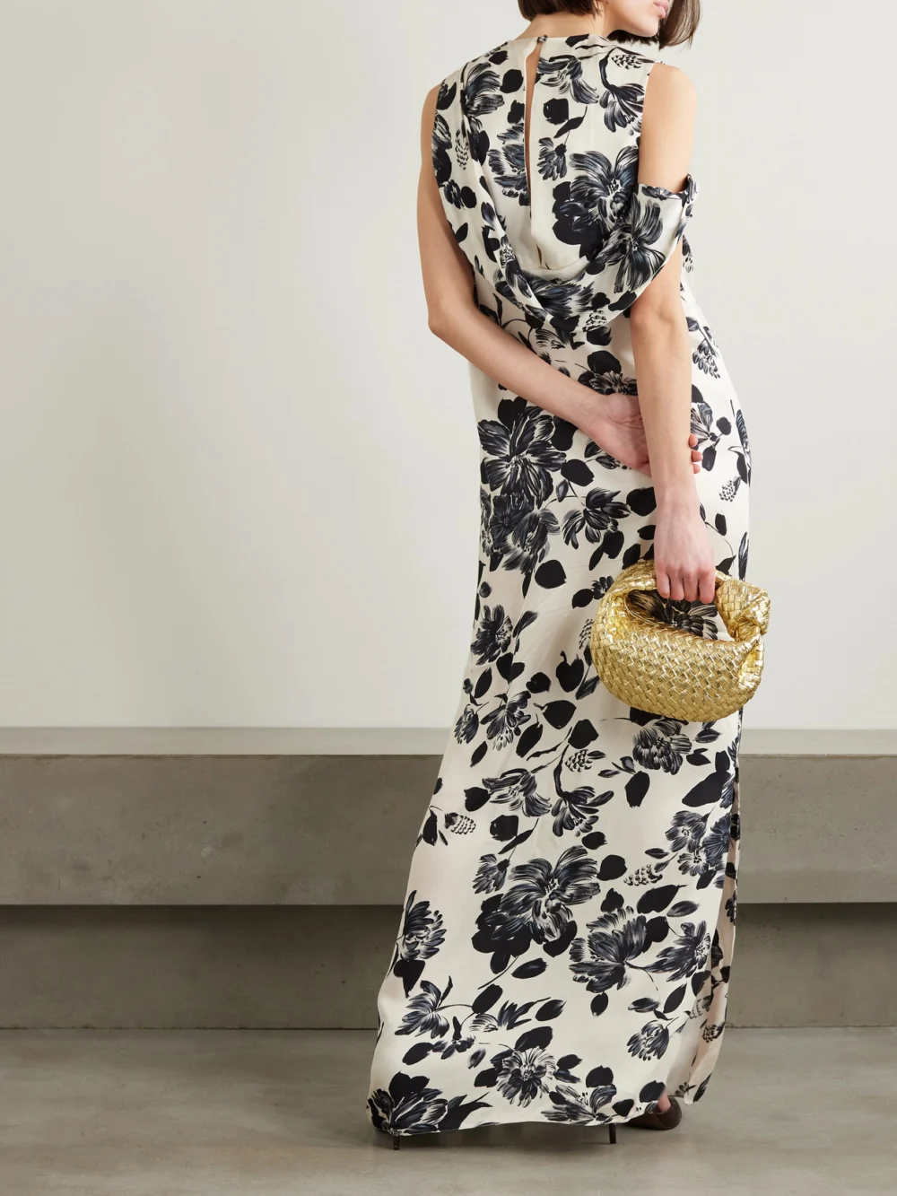 Back view of the Emilia Wickstead Drifa Ruffled Floral-print Twill Maxi Dress