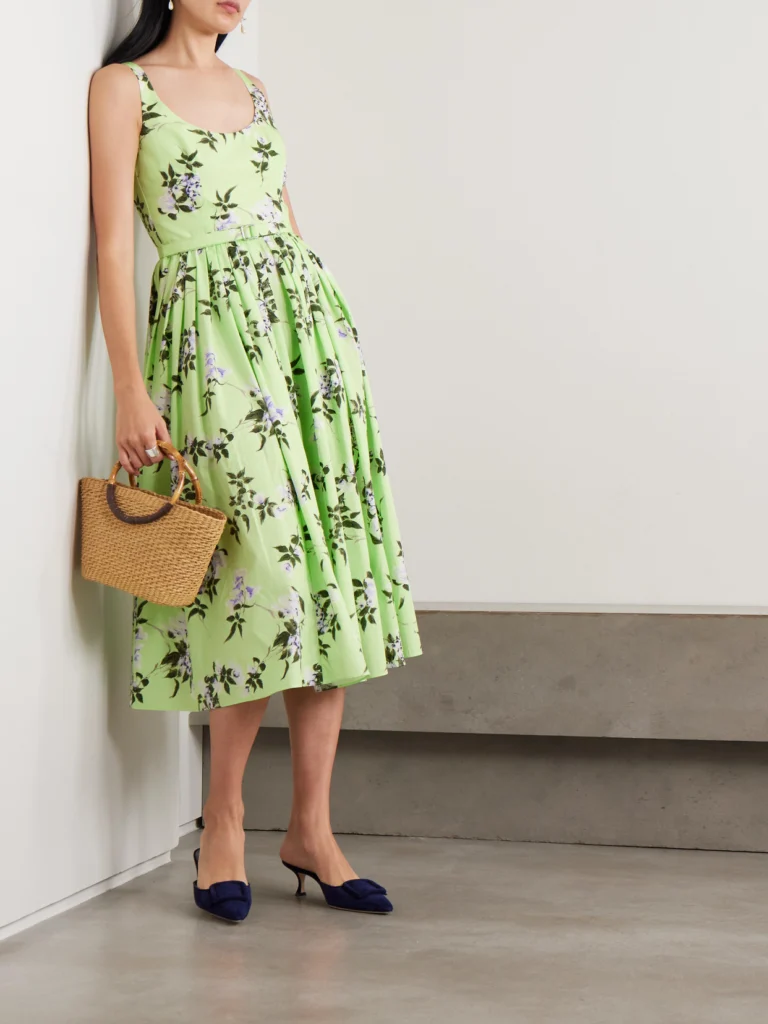 Emilia Wickstead Eglantine Belted Gathered Floral-print Cotton-poplin Midi Dress
