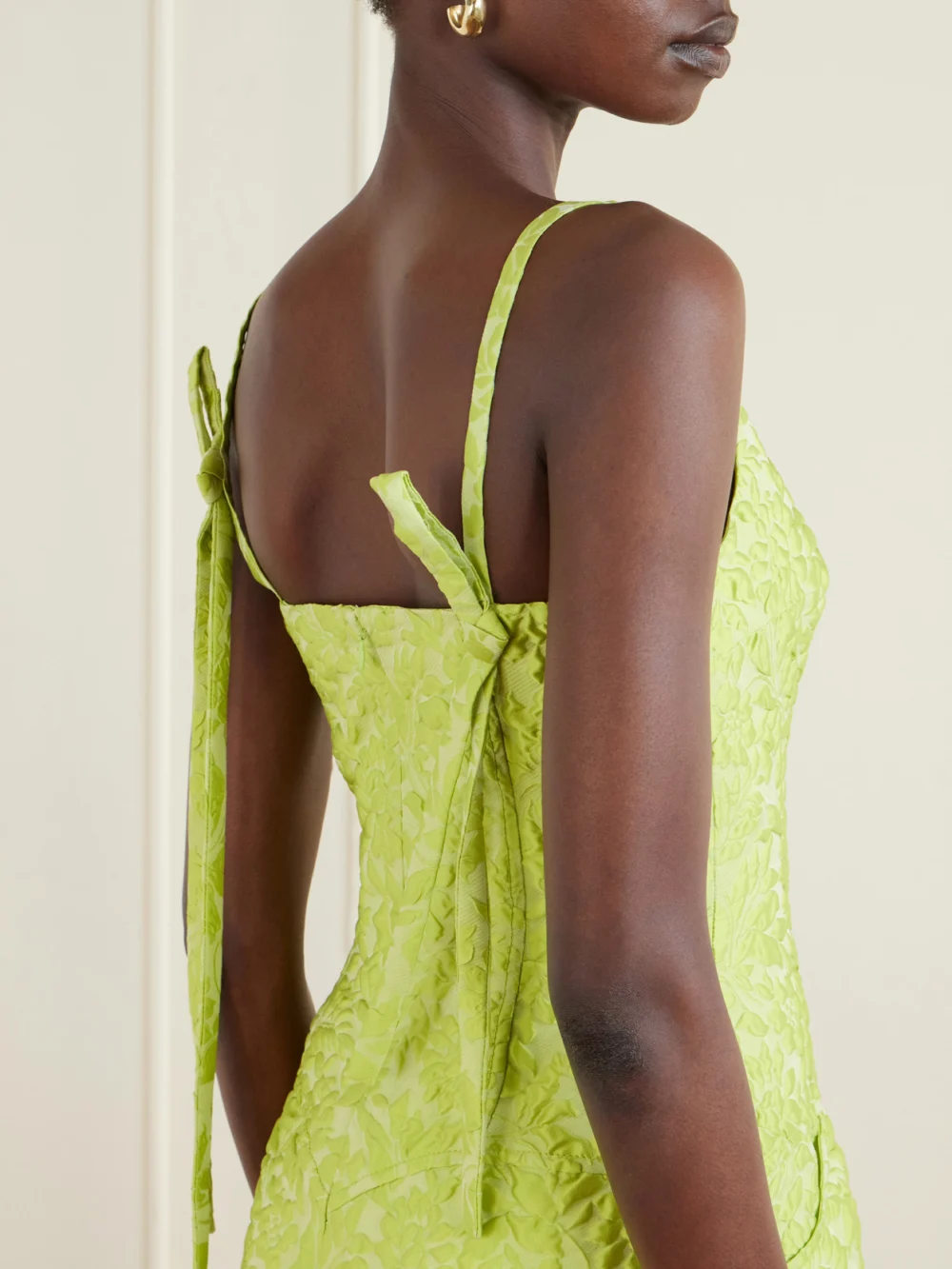 Close-up detail of the Emilia Wickstead Floral Silk-blend Jacquard Mini Dress
