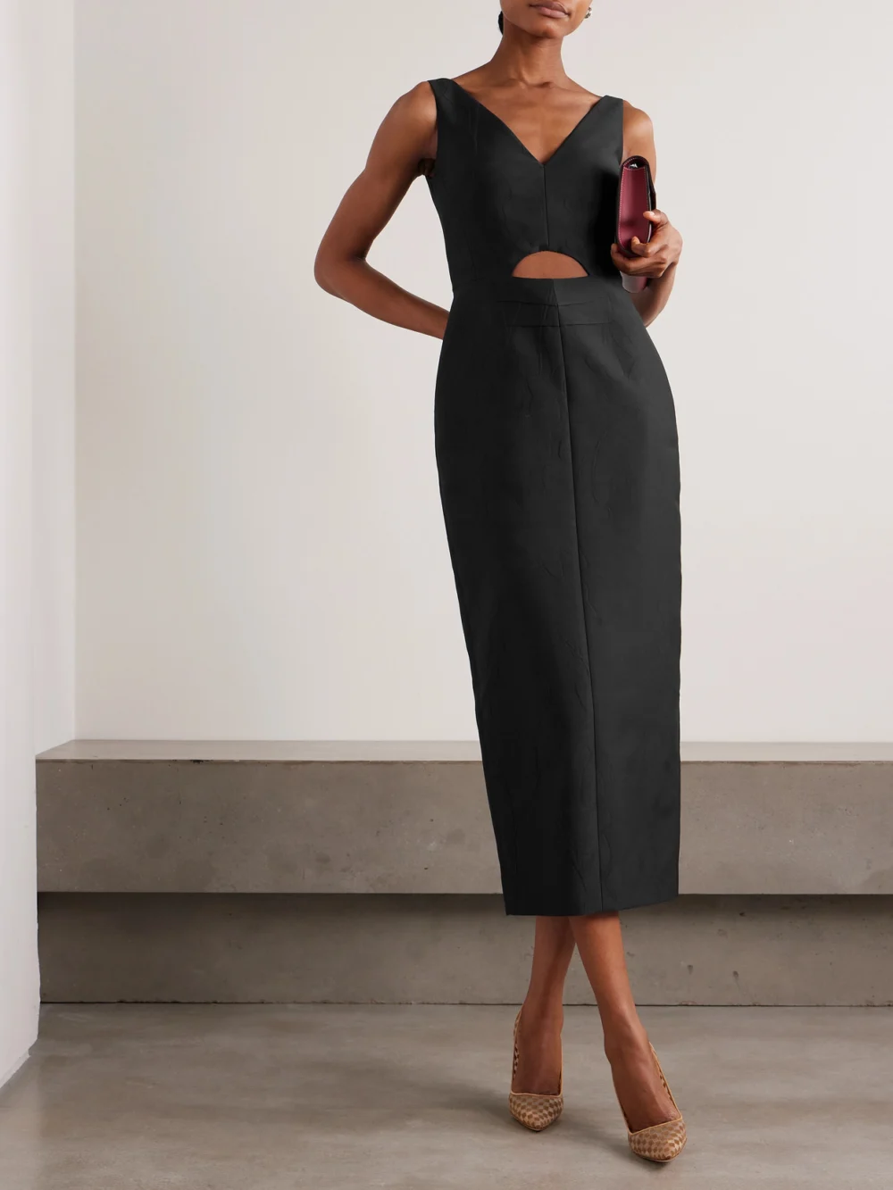 Emilia Wickstead Ilyse Cutout Cloqué Midi Dress, worn by a model