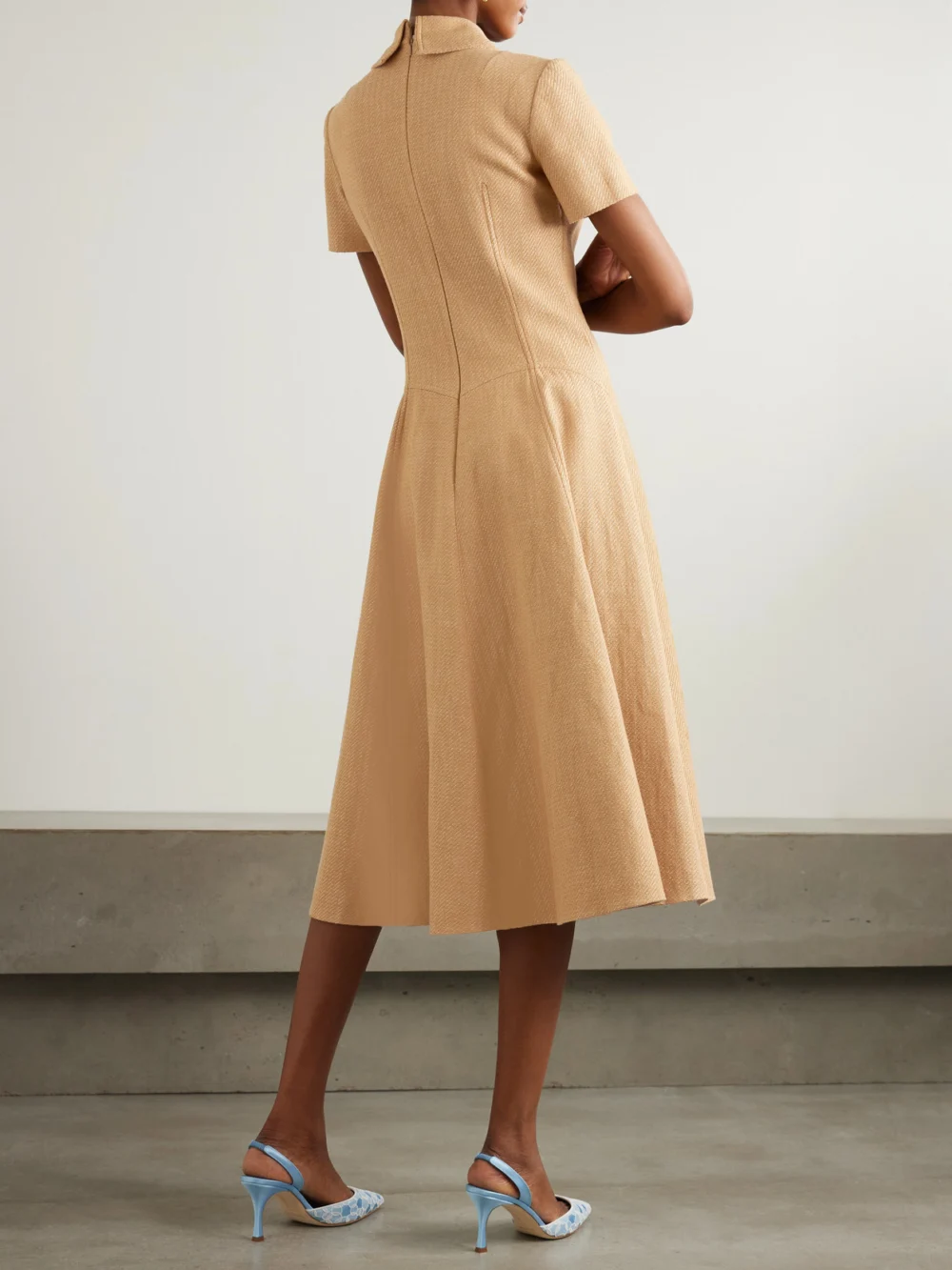 Back view of the Emilia Wickstead Jody Paneled Cotton-blend Jacquard Shirt Dress