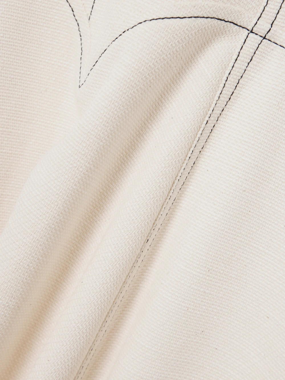 Close-up detail of the Emilia Wickstead Jody Paneled Topstitched Denim Midi Dress