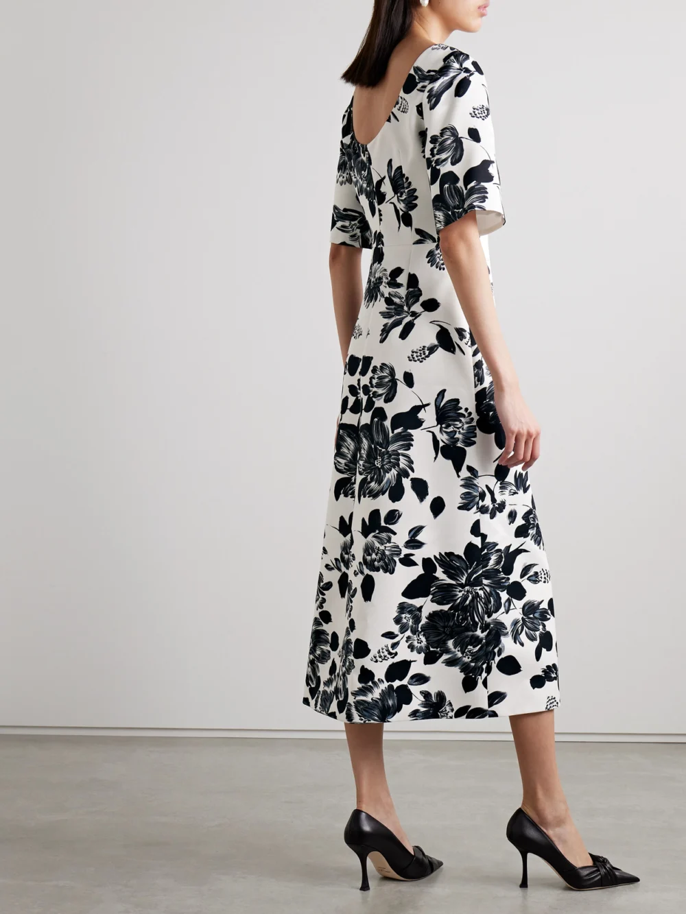 Back view of the Emilia Wickstead Kora Floral-print Twill Midi Dress