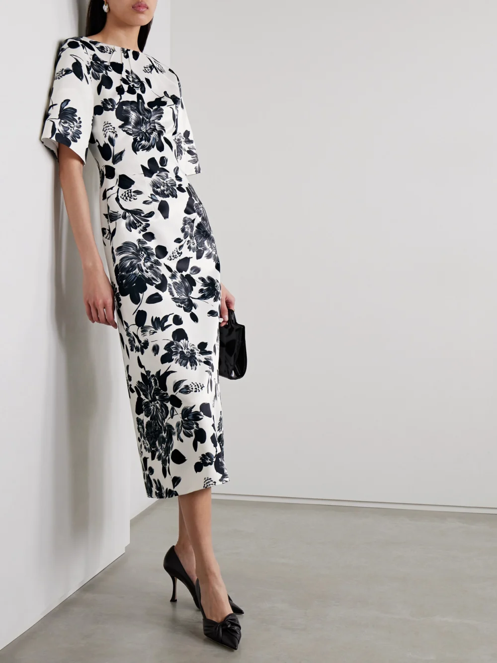 Emilia Wickstead Kora Floral-print Twill Midi Dress, worn by a model
