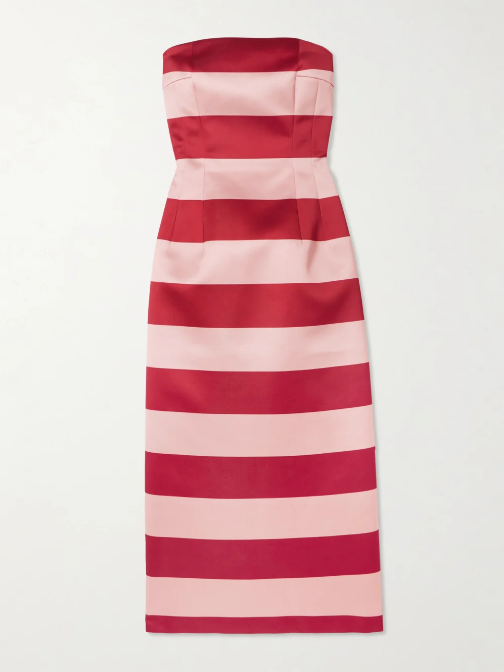 Emilia Wickstead Leila Strapless Striped Duchesse-satin Midi Dress in pink