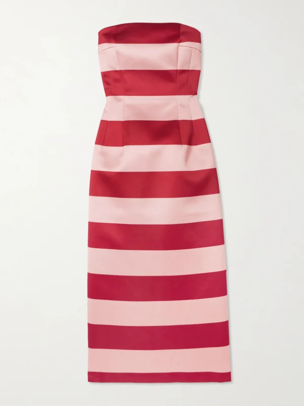 Emilia Wickstead Leila Strapless Striped Duchesse-satin Midi Dress