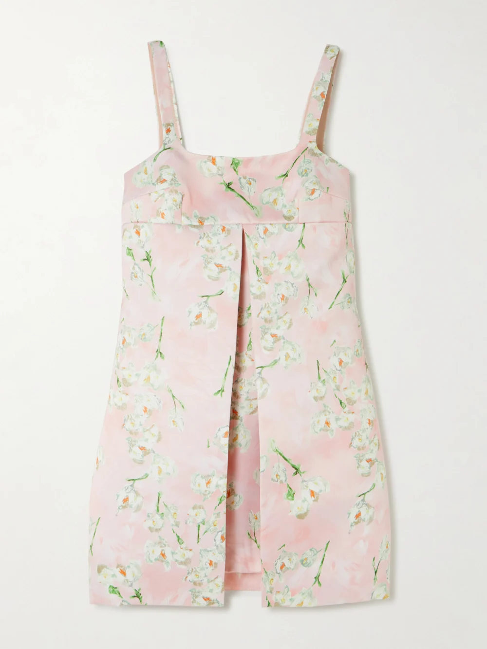 Emilia Wickstead Levisa Pleated Floral-print Satin Mini Dress in baby pink