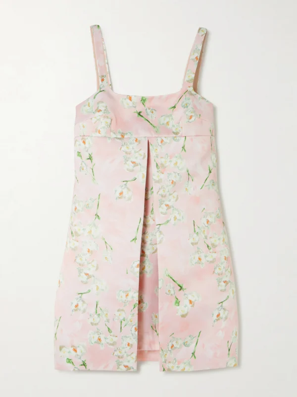 Emilia Wickstead Levisa Pleated Floral-print Satin Mini Dress
