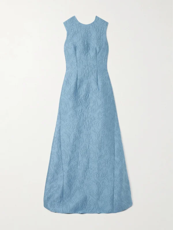 Emilia Wickstead Malcolm Open-back Cloqué Maxi Dress