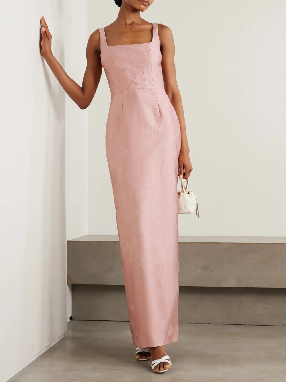 Emilia Wickstead Megara Paneled Cloqué Maxi Dress, worn by a model