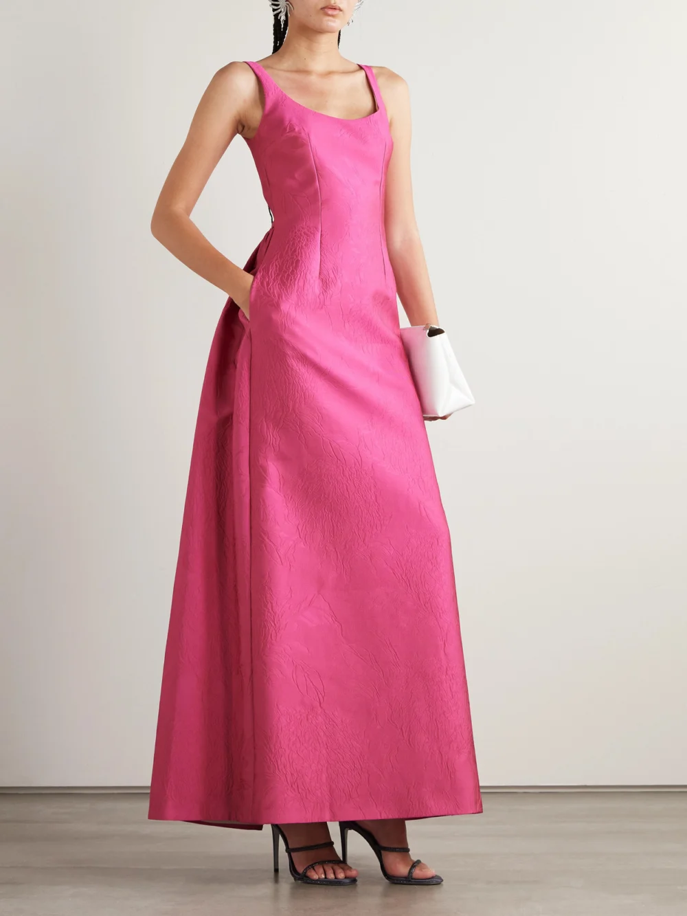 Emilia Wickstead Ninette Pleated Cloqué Gown, worn by a model