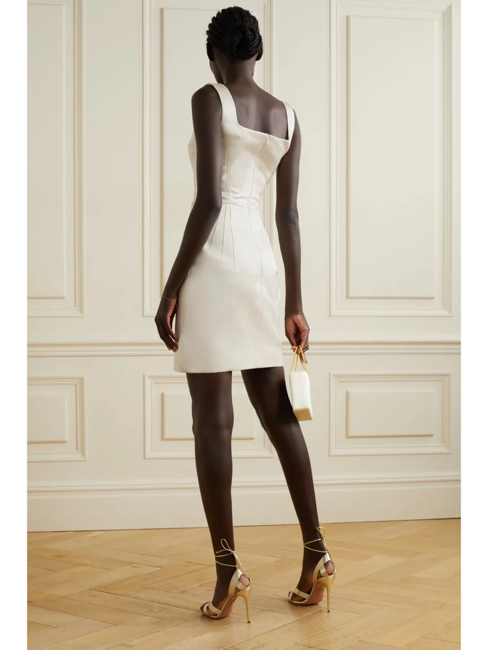 Back view of the Emilia Wickstead Salma Duchesse-satin Mini Dress