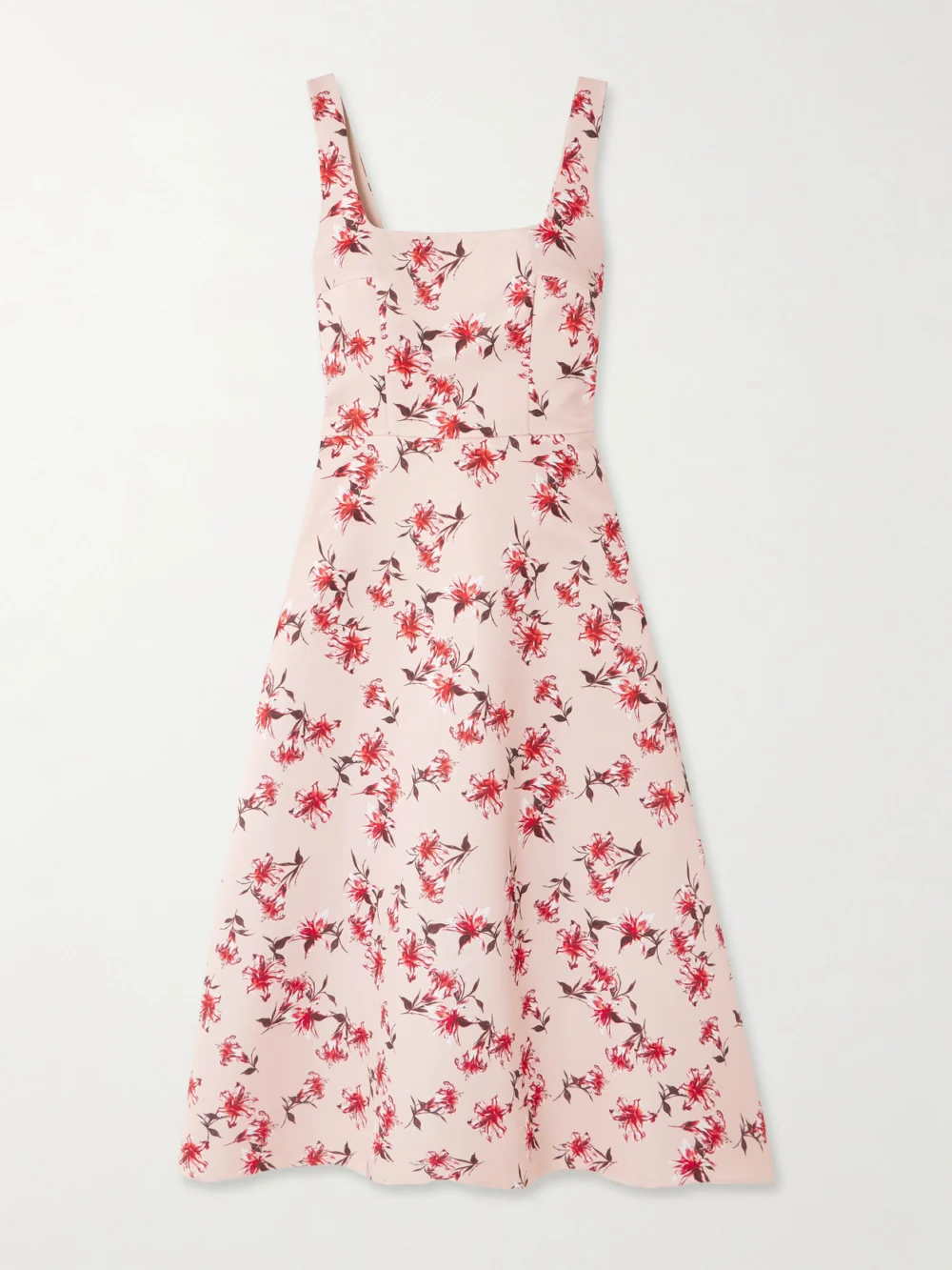 Emilia Wickstead Shiloh Floral-print Faille Midi Dress in baby pink