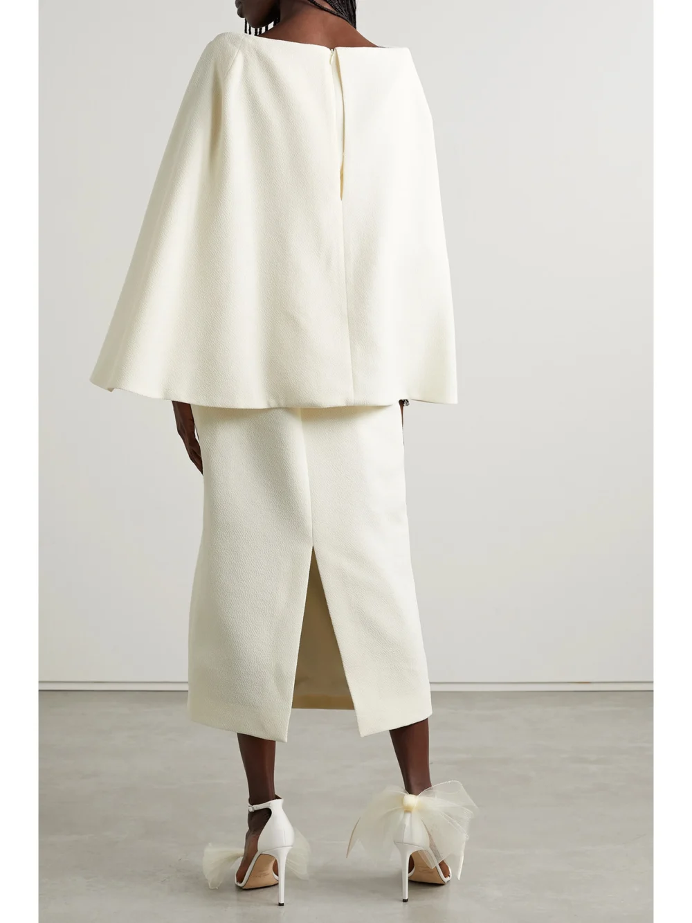 Back view of the Emilia Wickstead Switzy Cape-effect Cloqué Midi Dress