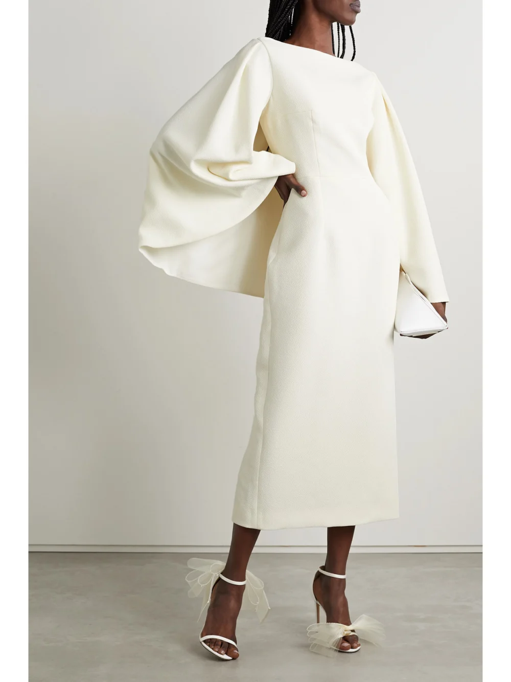 Emilia Wickstead Switzy Cape-effect Cloqué Midi Dress, worn by a model