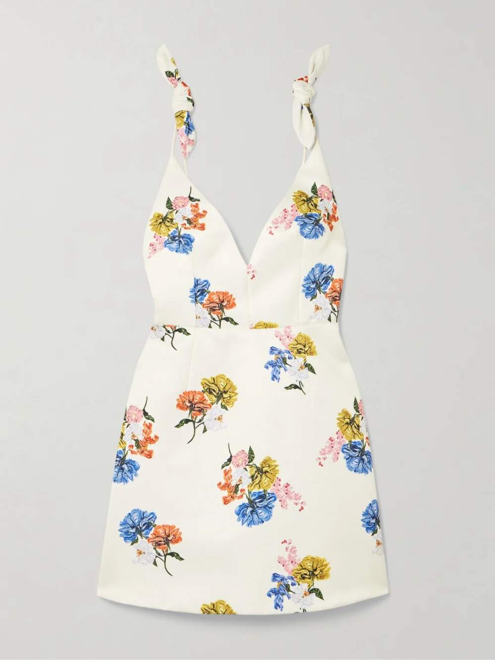 Emilia Wickstead Vero Bow-detailed Floral-print Faille Dress in white