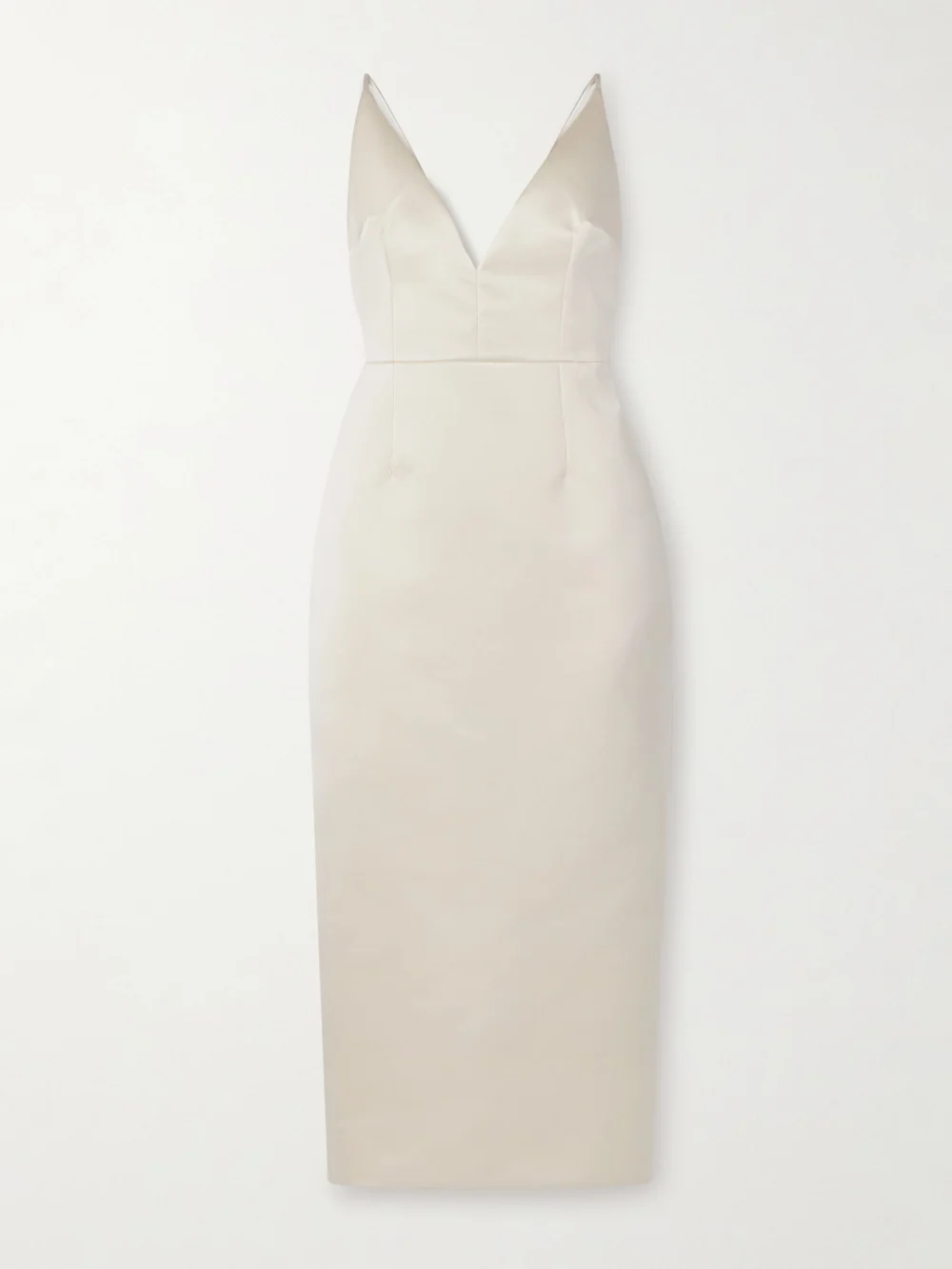 Emilia Wickstead Vero Open-back Duchesse-satin Midi Dress in ivory