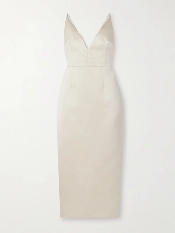 Emilia Wickstead Vero Open-back Duchesse-satin Midi Dress