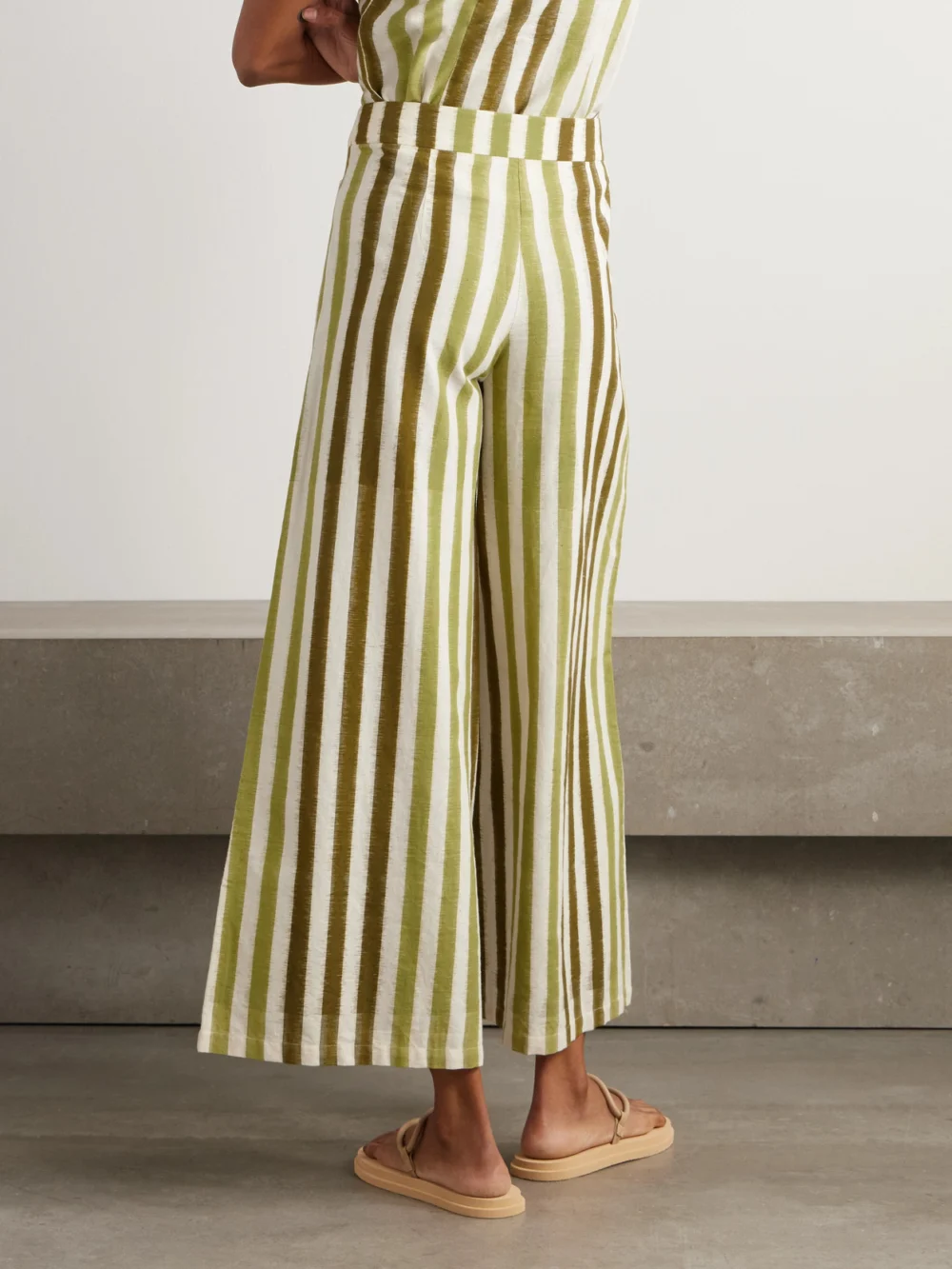 Back view of the Emporio Sirenuse Adele Striped Cotton Wide-leg Pants
