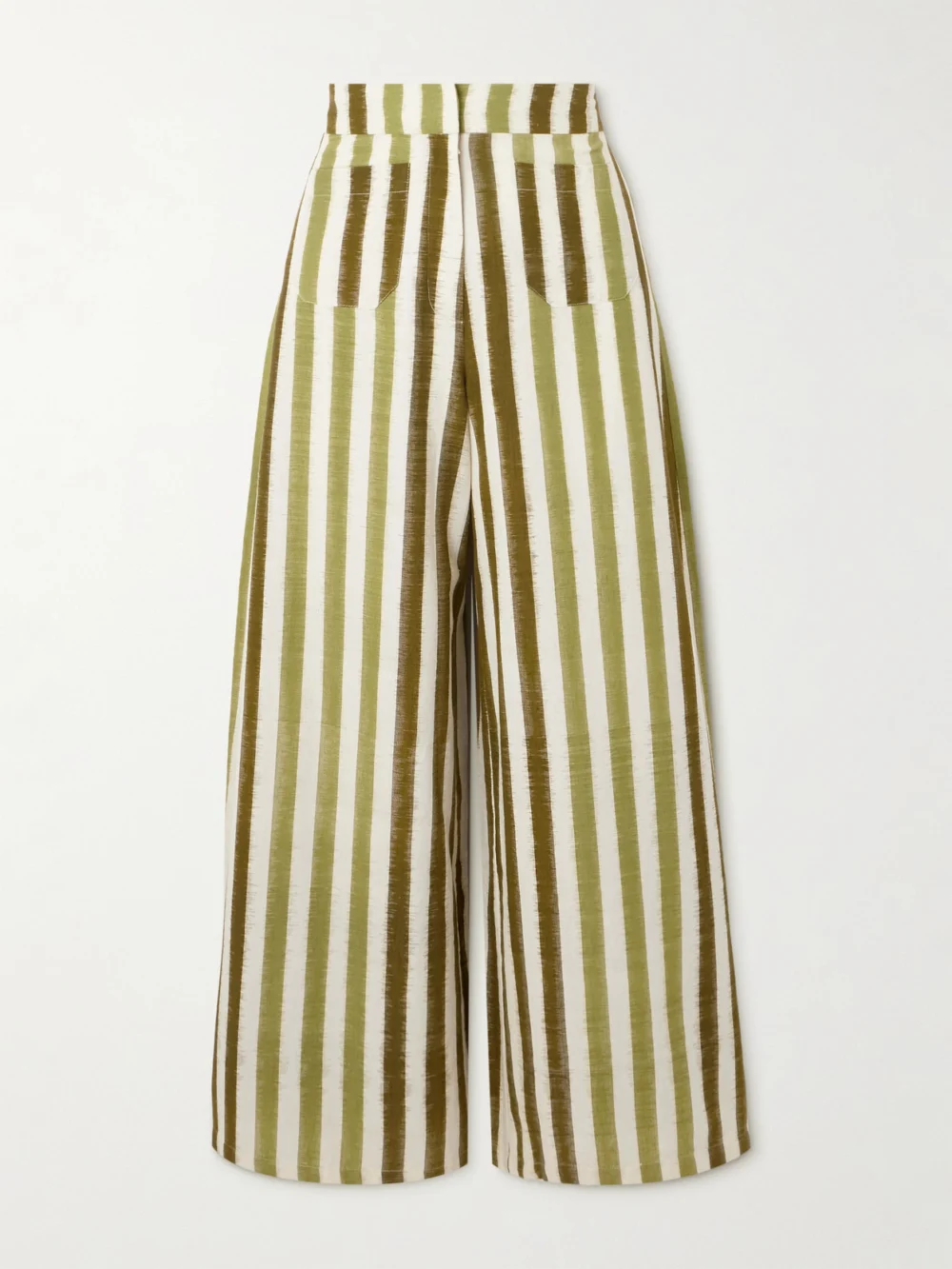 Emporio Sirenuse Adele Striped Cotton Wide-leg Pants in green