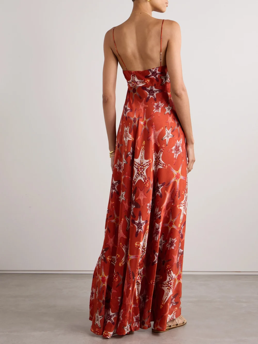 Back view of the Emporio Sirenuse Ariele Printed Silk-crepe Top