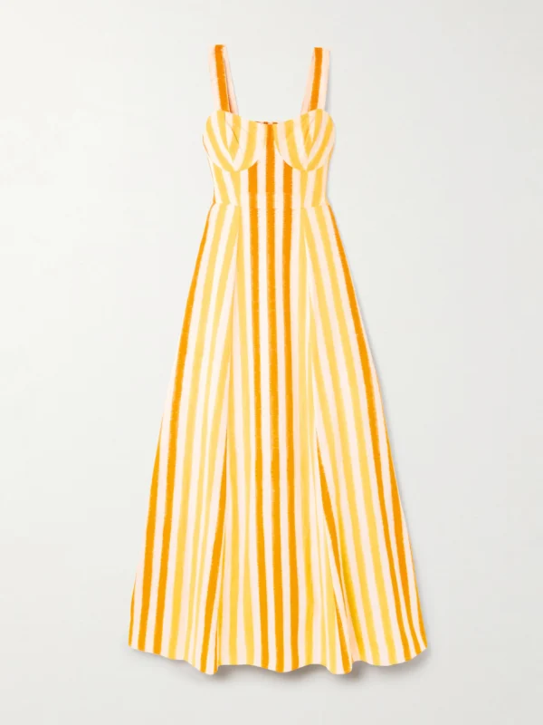 Emporio Sirenuse Azzurra Striped Cotton Maxi Dress