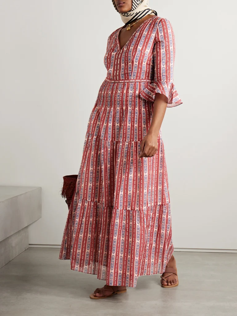 Emporio Sirenuse Bella Printed Embroidered Cotton-voile Midi Dress