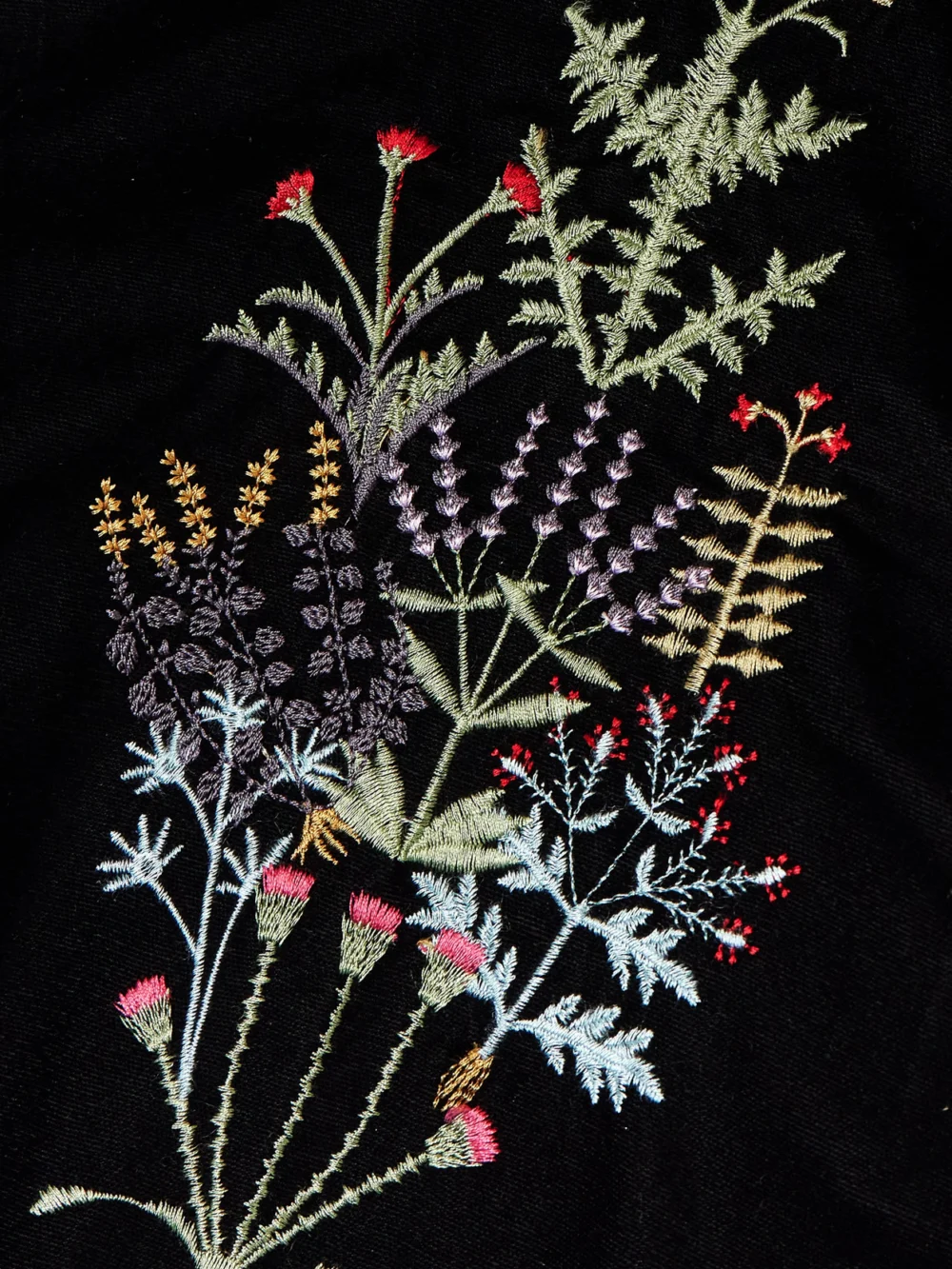 Close-up detail of the Emporio Sirenuse Flossie Embroidered Velvet and Georgette Maxi Dress