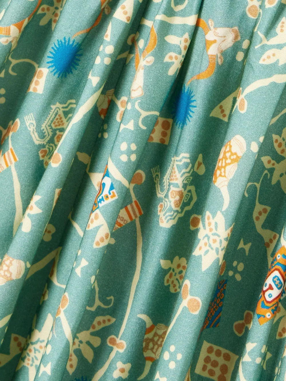 Close-up detail of the Emporio Sirenuse Freda Convertible Printed Cotton-poplin Bustier Mini Dress