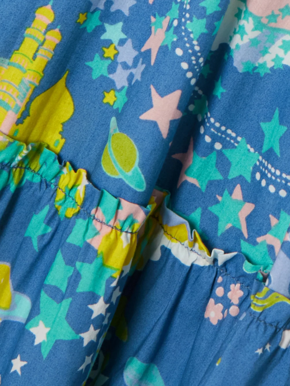 Close-up detail of the Emporio Sirenuse Isotta Tiered Printed Cotton-poplin Halterneck Maxi Dress